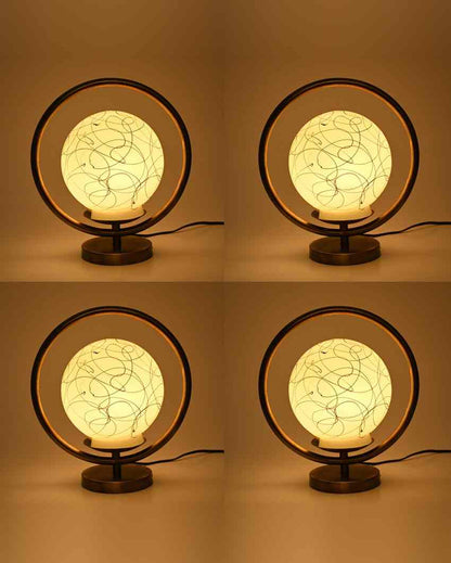 Hibiskus Decorative Round Table Lamp with Colorful Glass Shade | 9 x 10 inches