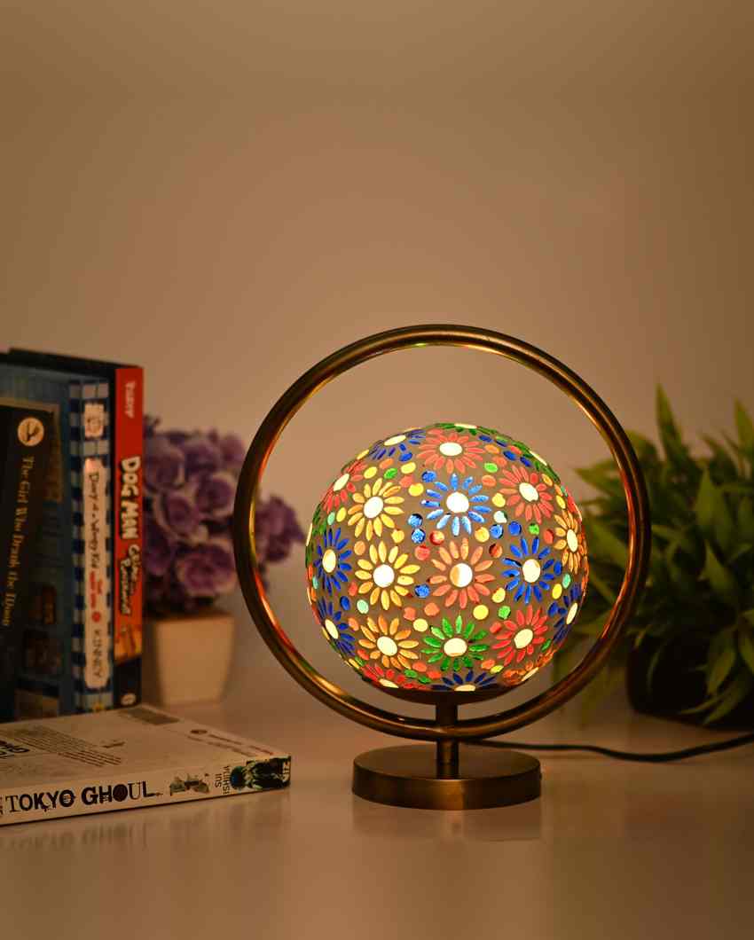 Krokus Decorative Round Table Lamp with Colorful Glass Shade | 9 x 10 inches