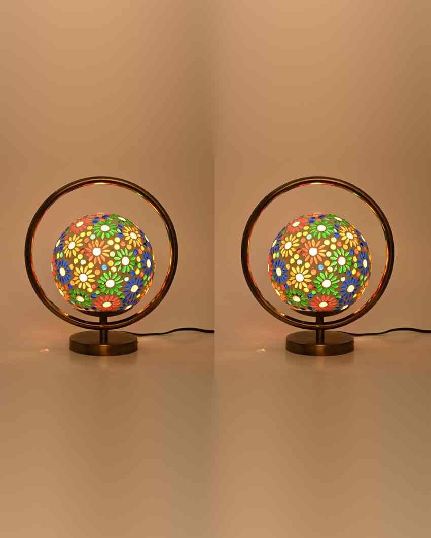 Krokus Decorative Round Table Lamp with Colorful Glass Shade | 9 x 10 inches