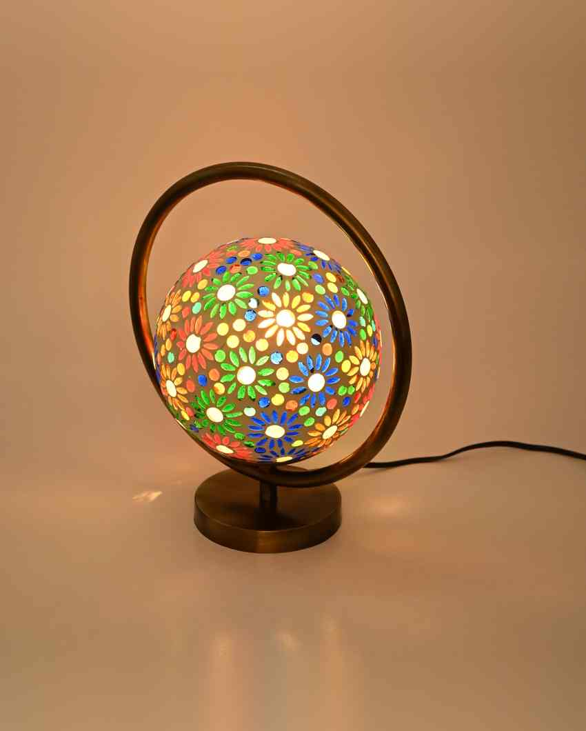 Krokus Decorative Round Table Lamp with Colorful Glass Shade | 9 x 10 inches