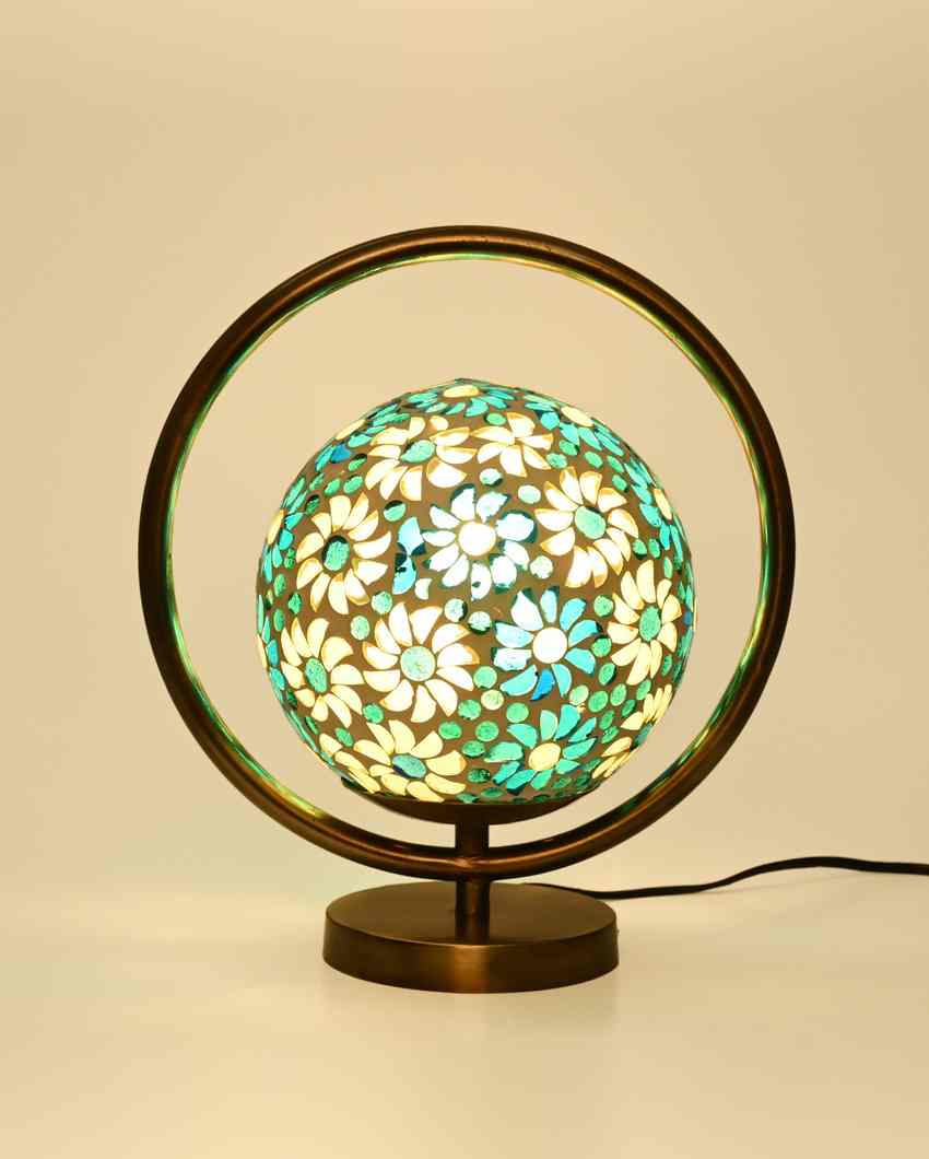 Löwenm Decorative Round Table Lamp with Colorful Glass Shade | 9 x 10 inches