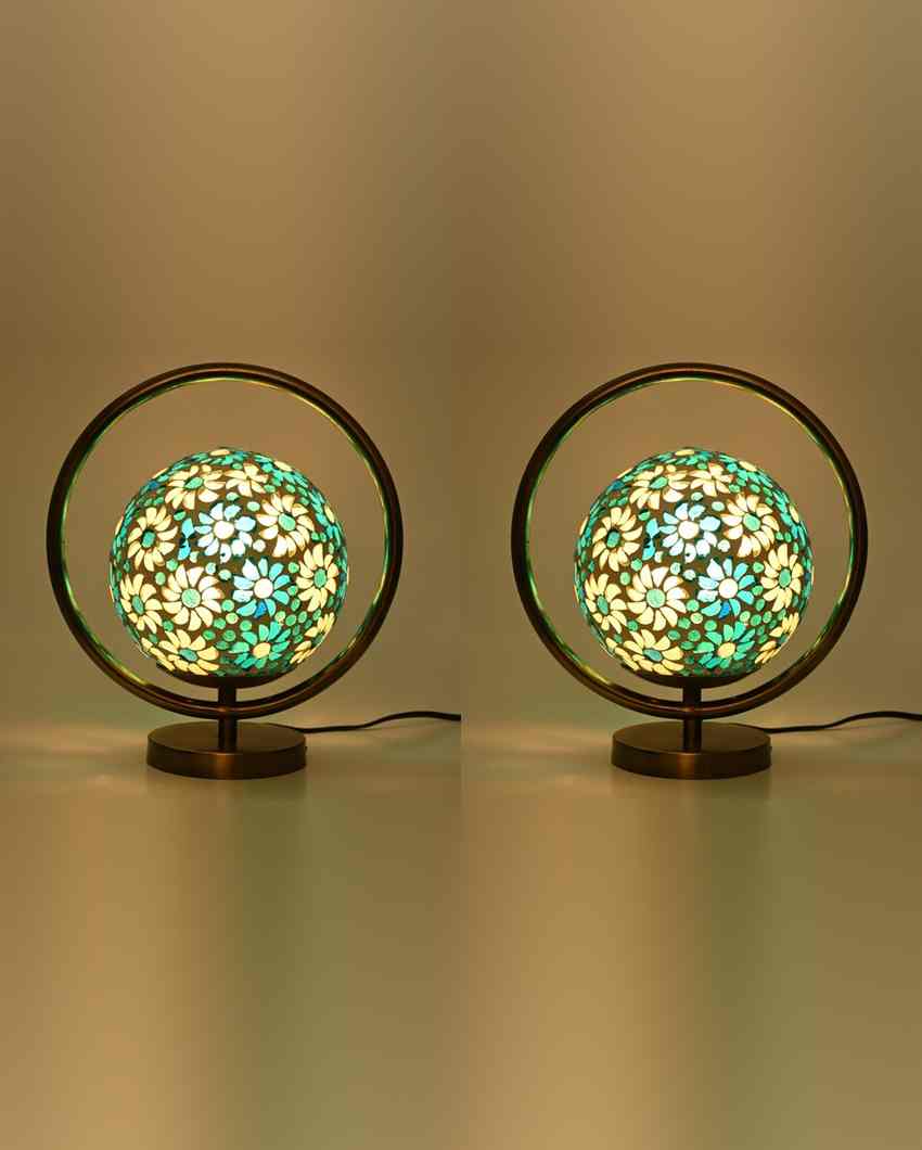 Löwenm Decorative Round Table Lamp with Colorful Glass Shade | 9 x 10 inches