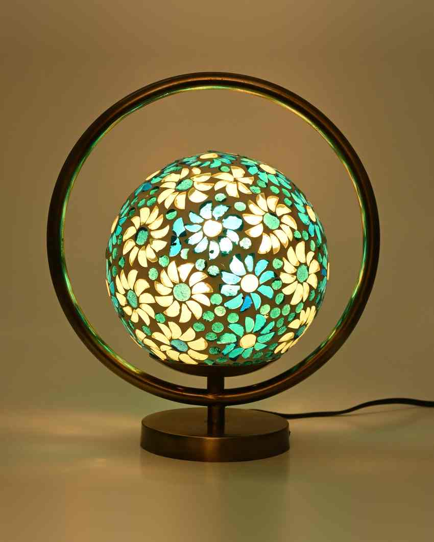 Löwenm Decorative Round Table Lamp with Colorful Glass Shade | 9 x 10 inches