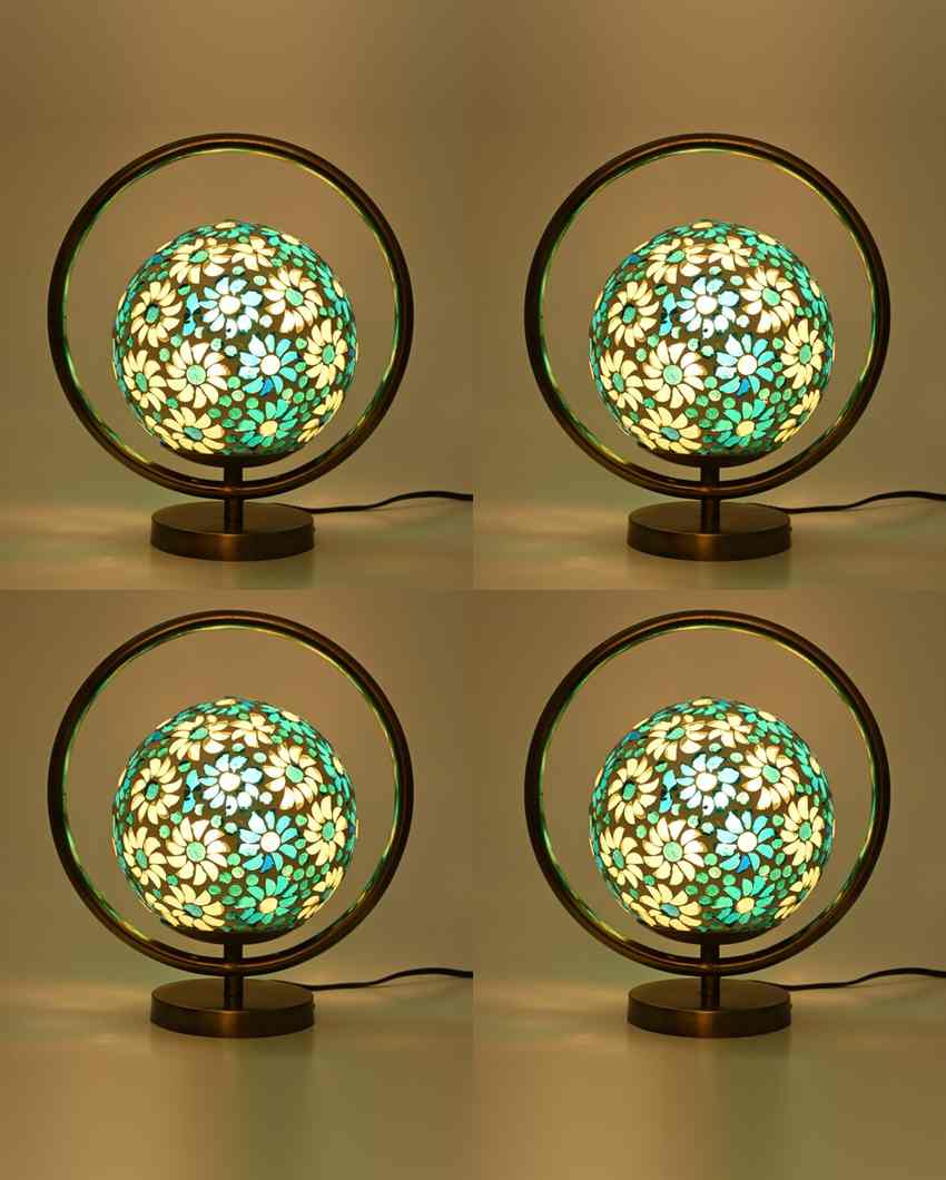 Löwenm Decorative Round Table Lamp with Colorful Glass Shade | 9 x 10 inches