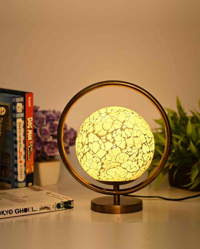 Magnolie Decorative Round Table Lamp with Colorful Glass Shade | 9 x 10 inches