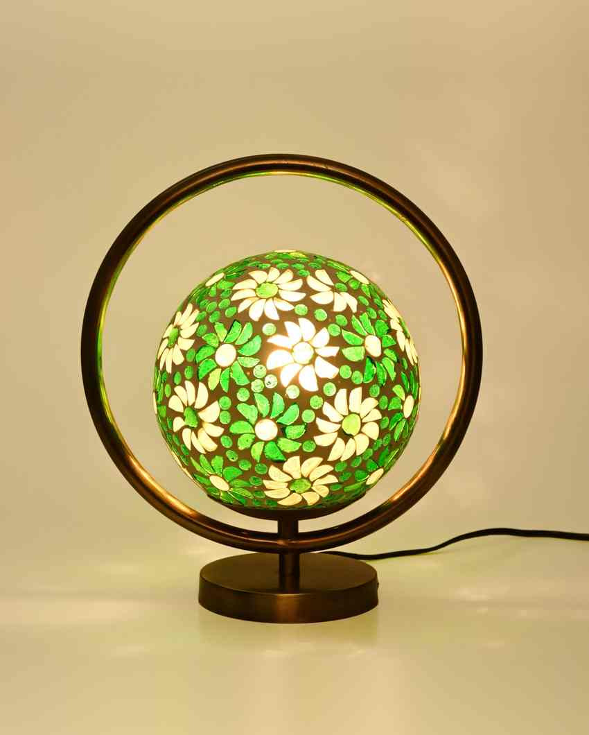 Mohnblume Decorative Round Table Lamp with Colorful Glass Shade | 9 x 10 inches