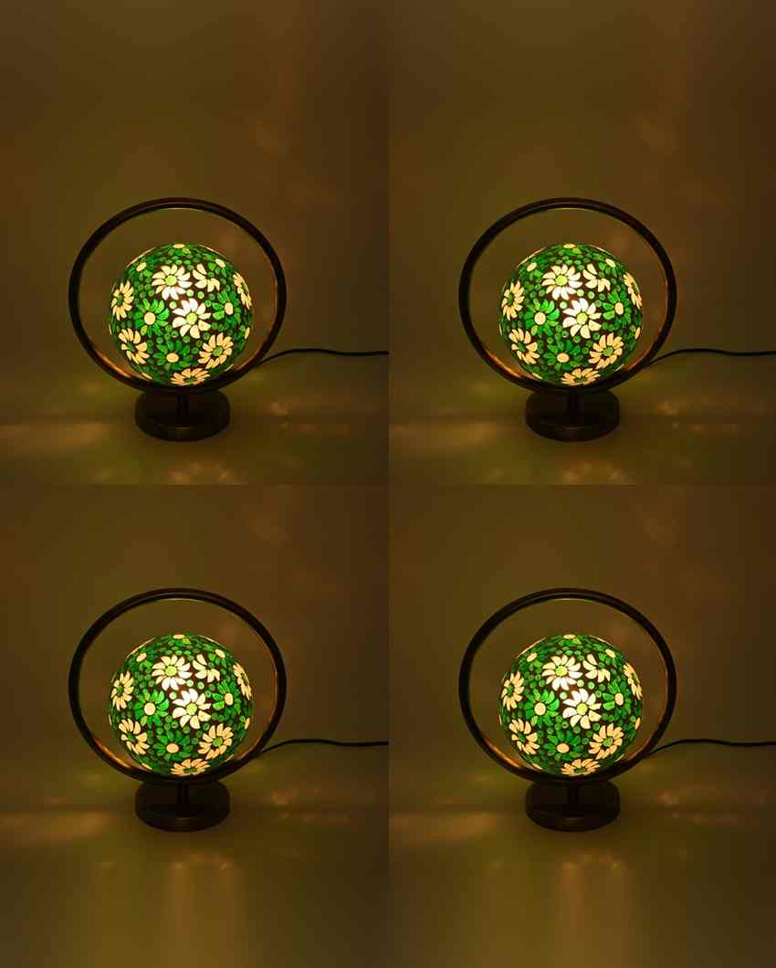 Mohnblume Decorative Round Table Lamp with Colorful Glass Shade | 9 x 10 inches