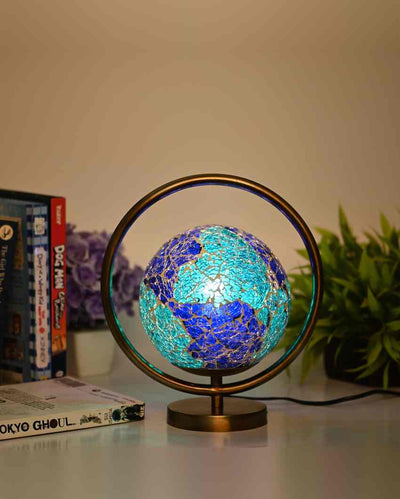 Orchidee Decorative Round Table Lamp with Colorful Glass Shade | 9 x 10 inches