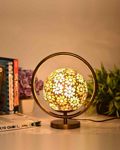 Rittersporn Decorative Round Table Lamp with Colorful Glass Shade | 9 x 10 inches