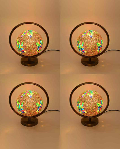 Schneg Decorative Round Table Lamp with Colorful Glass Shade | 9 x 10 inches