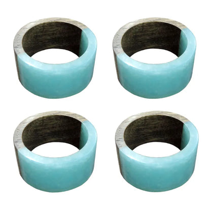 Resin Napkin Ring  | Set of 6 | Multiple Colors Natural & Aqua