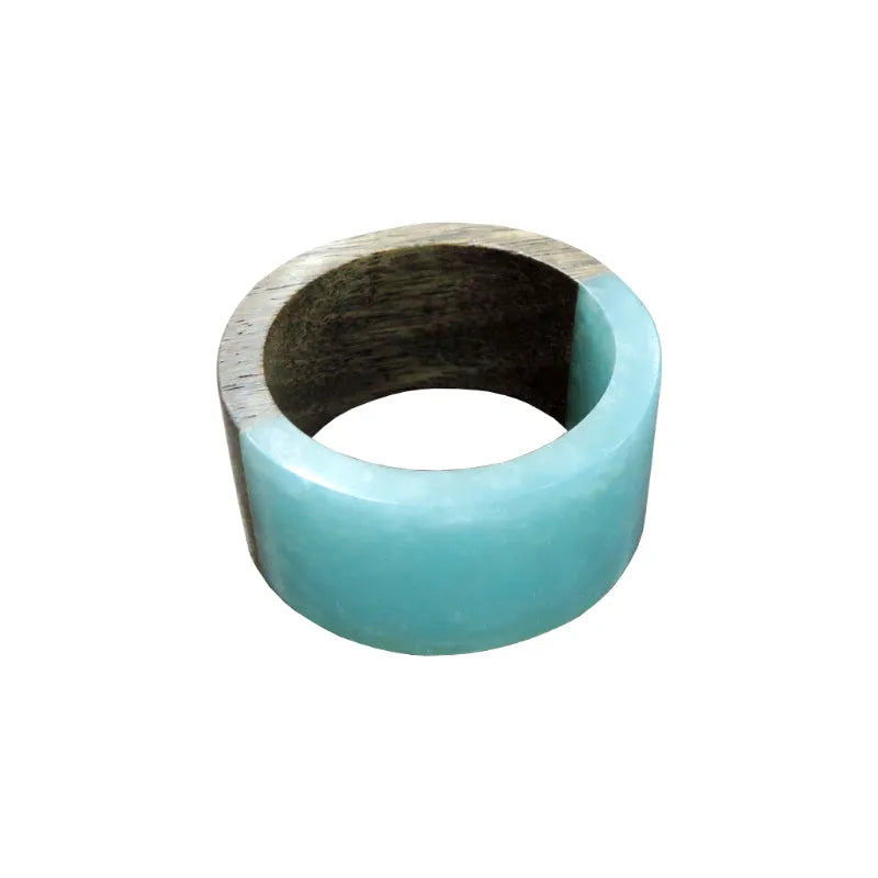 Resin Napkin Ring  | Set of 6 | Multiple Colors Natural & Aqua