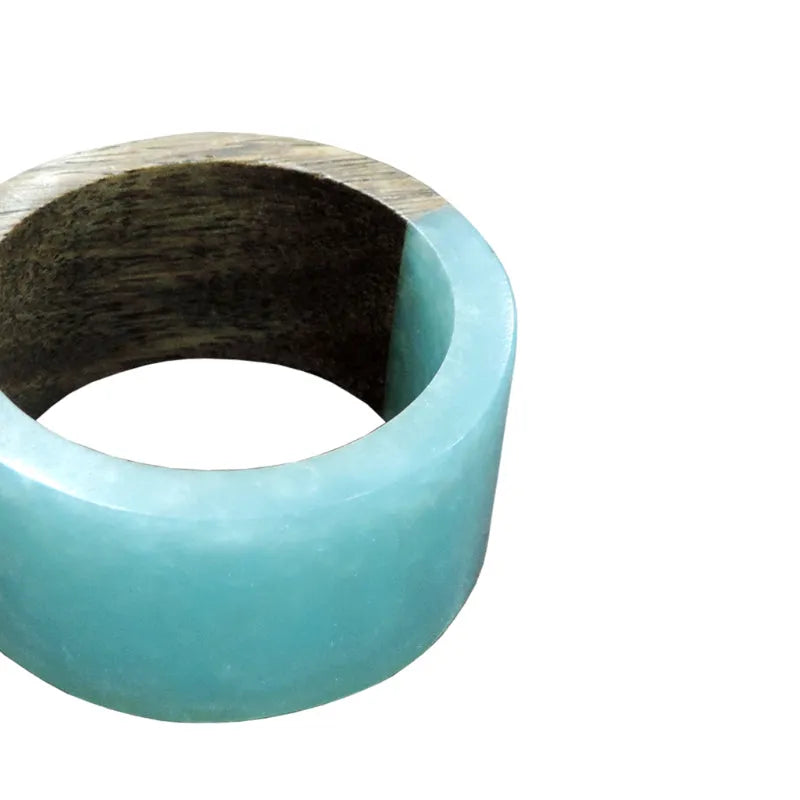 Resin Napkin Ring  | Set of 6 | Multiple Colors Natural & Aqua