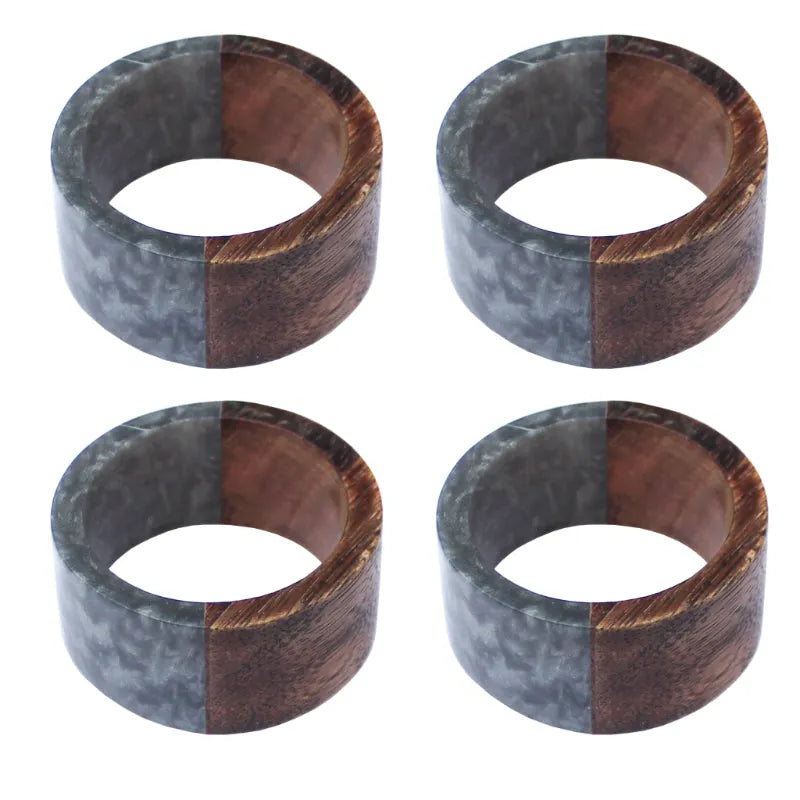 Resin Napkin Ring  | Set of 6 | Multiple Colors Natural & Grey