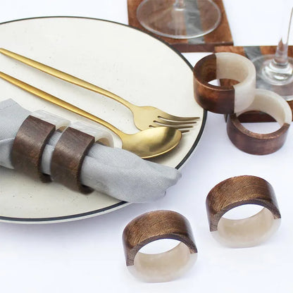 Resin Napkin Ring  | Set of 6 | Multiple Colors Natural & White