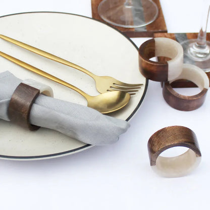 Resin Napkin Ring  | Set of 6 | Multiple Colors Natural & White