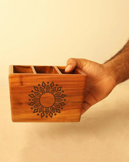 Mandala Teak Wood Multi Remote Holder