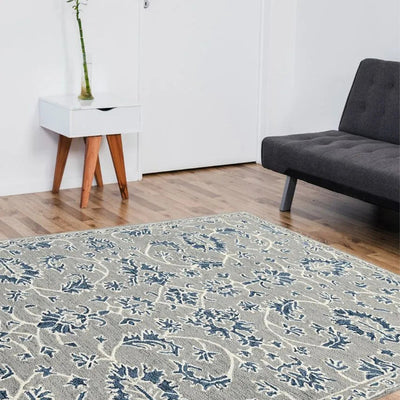 Grey Blue Wool Romania Hand Tufted Carpet