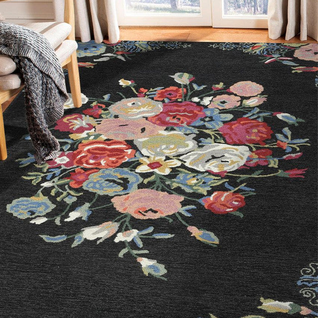 Black Wool Romania Hand Tufted Carpet