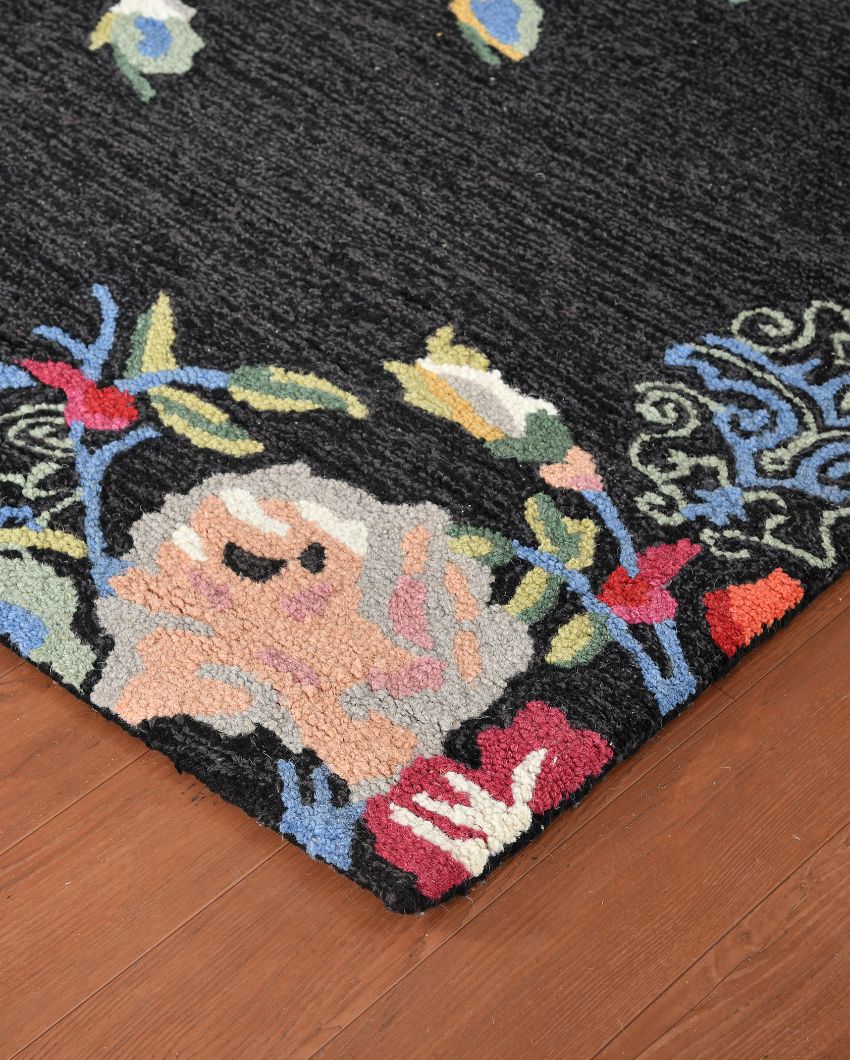 Black Wool Romania Hand Tufted Carpet | 6x4, 8x5 ft 6 x 4 ft