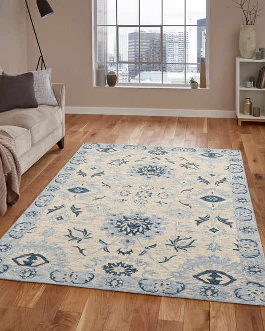 Light Blue Wool Romania Hand Tufted Carpet | 6x4, 8x5 ft 6 x 4 ft