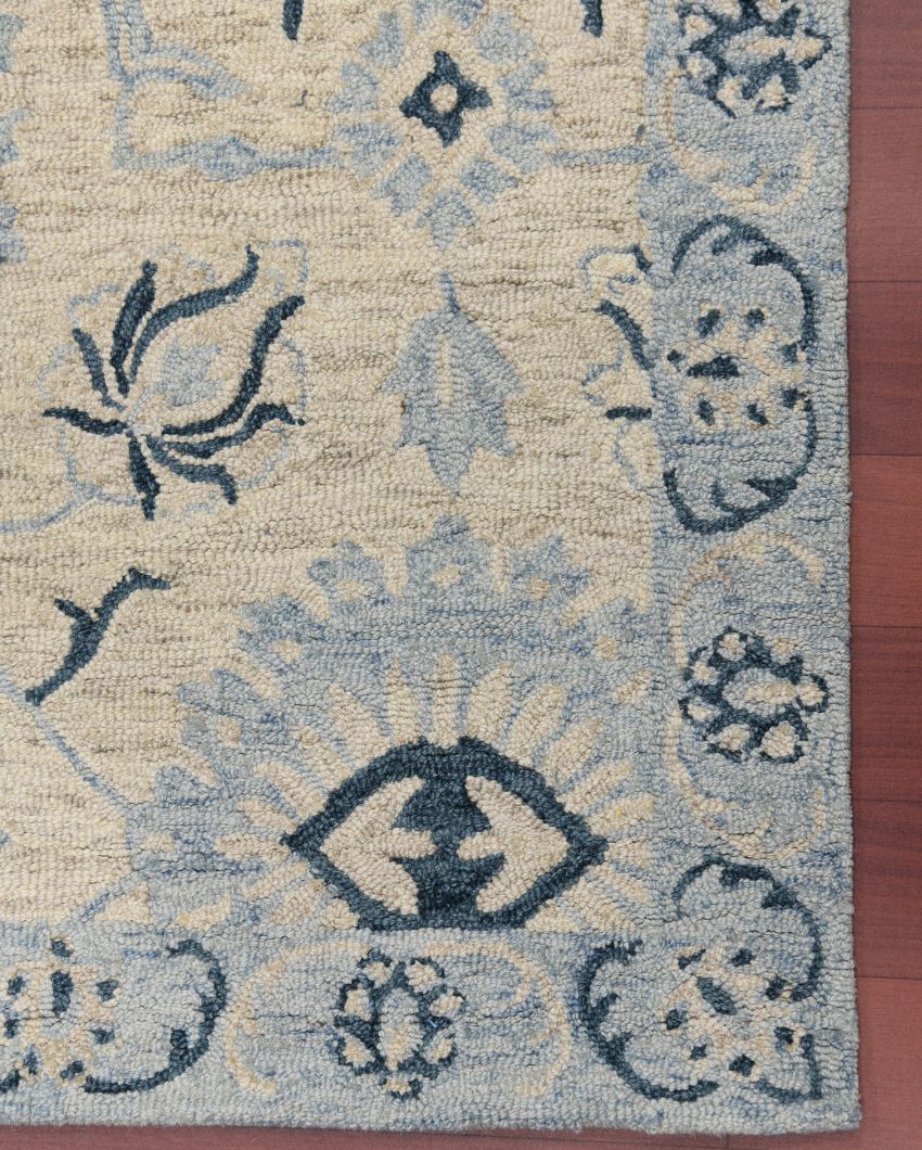 Light Blue Wool Romania Hand Tufted Carpet | 6x4, 8x5 ft 6 x 4 ft