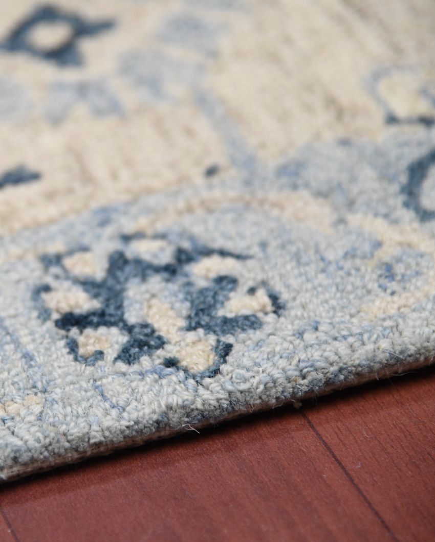 Light Blue Wool Romania Hand Tufted Carpet | 6x4, 8x5 ft 6 x 4 ft