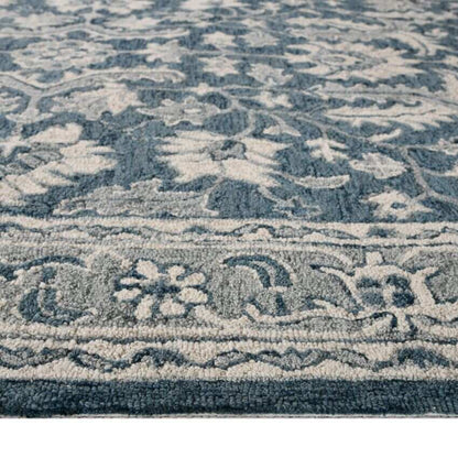 Navy Wool Romania Hand Tufted Rug Carpet