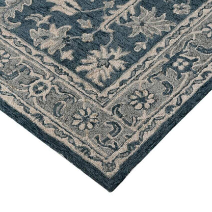 Navy Wool Romania Hand Tufted Rug Carpet