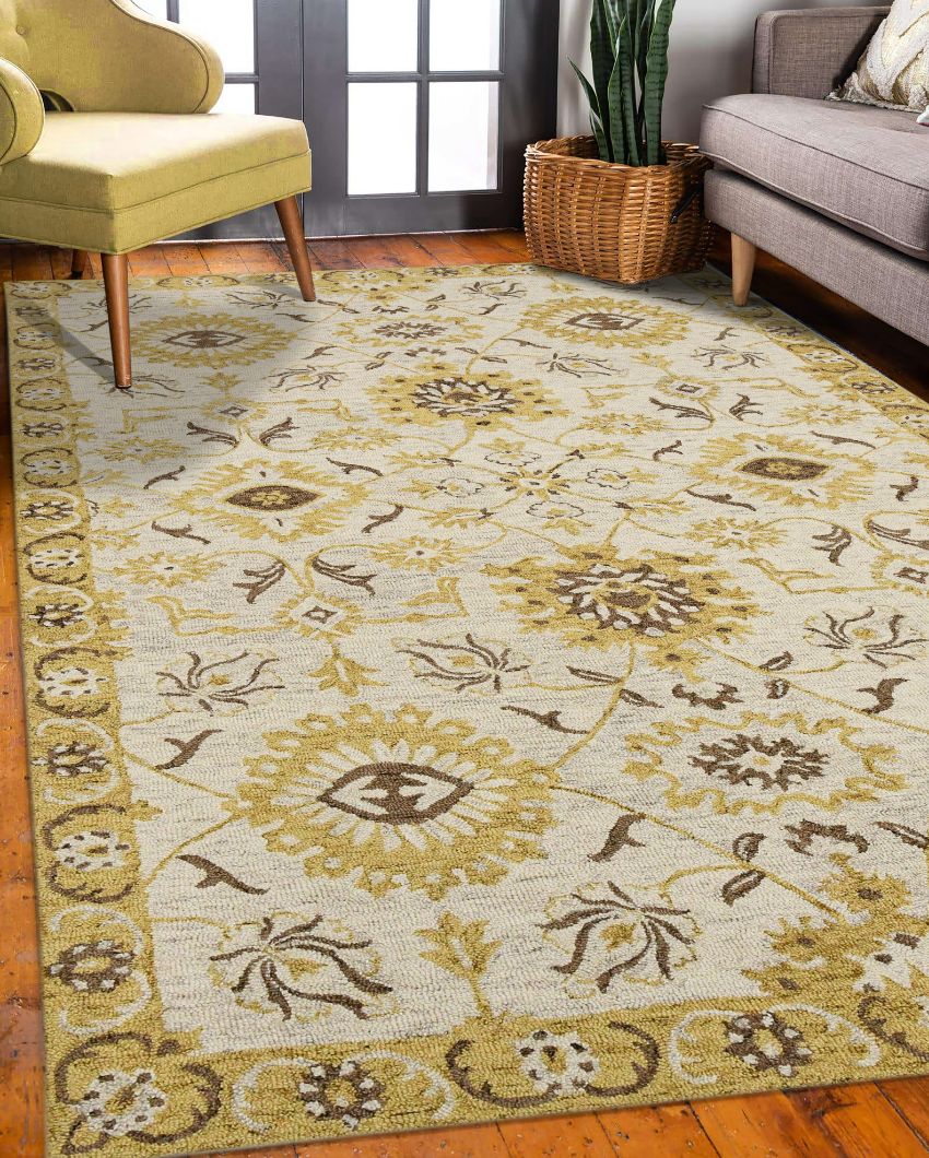 Gold Wool Romania Hand Tufted Carpet | 6x4, 8x5 ft 8 x 5 ft