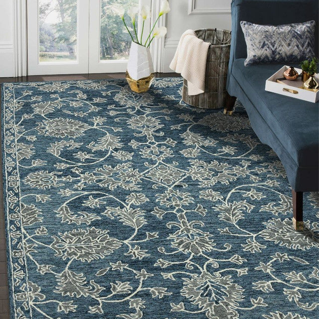 Navy Wool Romania Hand Tufted Carpet