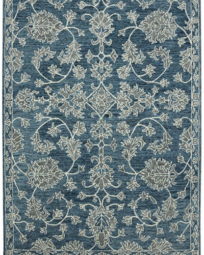 Navy Wool Romania Hand Tufted Carpet | 6x4, 8x5 ft 8 x 5 ft