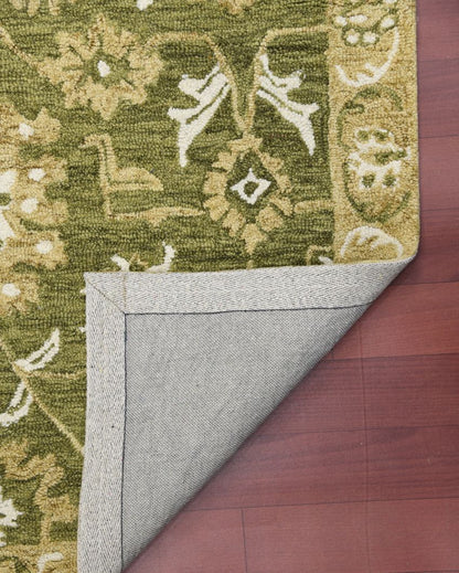 Olive Green Wool Romania Hand Tufted Carpet | 6x4, 8x5 ft 6 x 4 ft