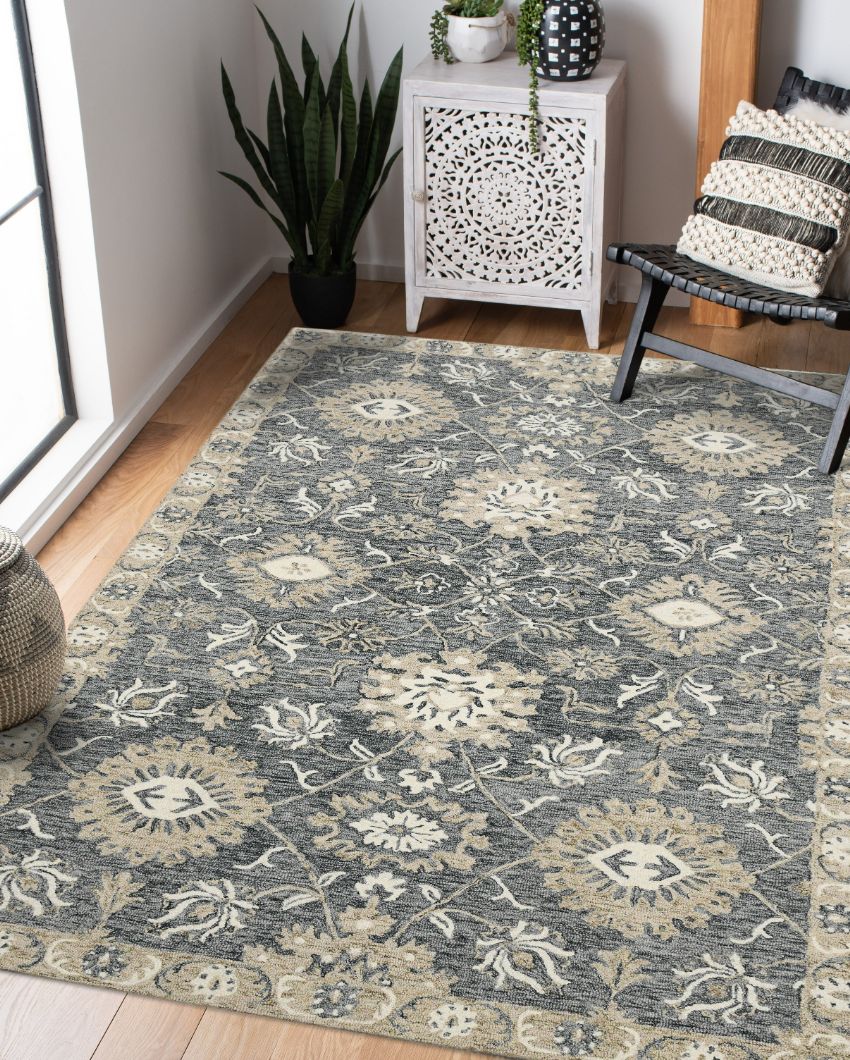 Grey Wool Romania Hand Tufted Carpet | 6x4 ft 6 x 4 ft