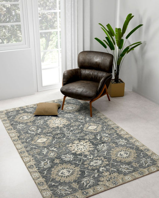 Grey Wool Romania Hand Tufted Carpet | 6x4 ft 8 x 5 ft