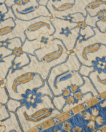 Royal Hand Tufted Carpet Blue Wool Romania | 6x4, 8x5 ft