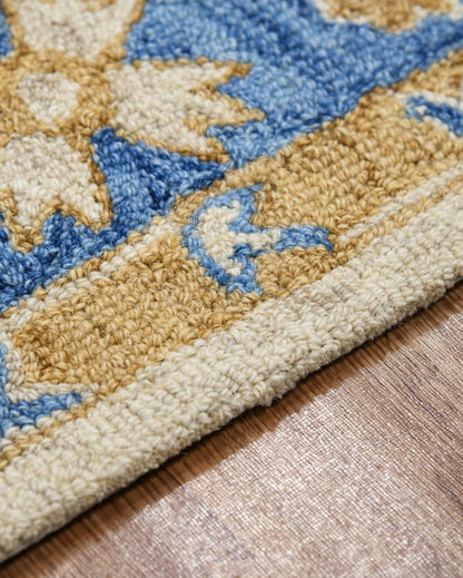 Hand-Tufted Blue Wool Rug with Floral Pattern | 10 x 8 Feet