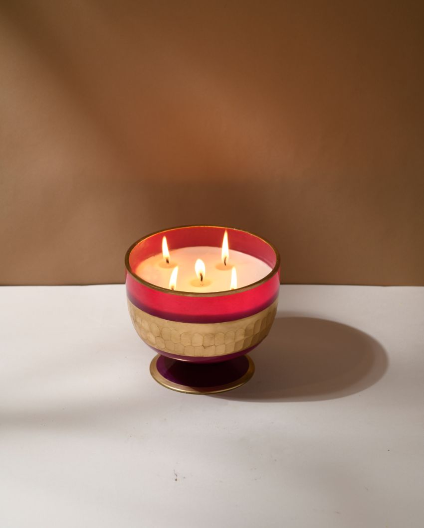 Rani Pink 5 Wick Fruit Bowl Candle | 15.2 x 11.4 cm / 6 x 4.5 inches