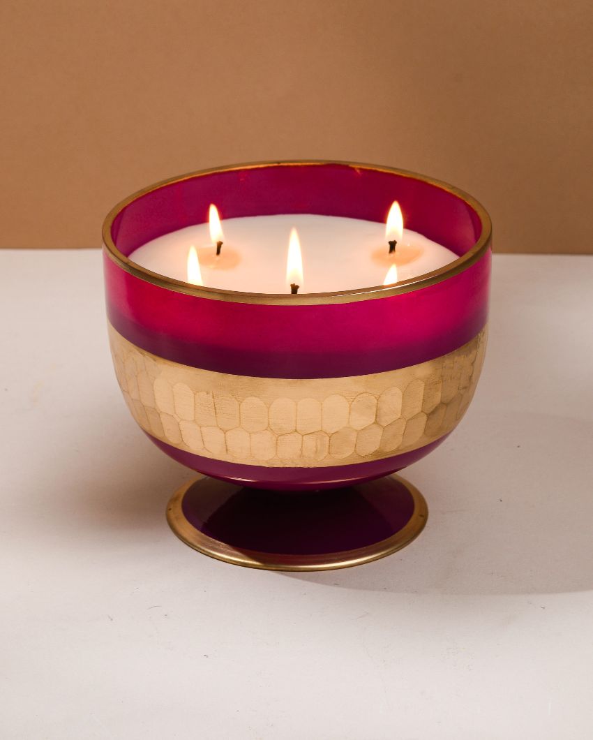 Rani Pink 5 Wick Fruit Bowl Candle | 15.2 x 11.4 cm / 6 x 4.5 inches