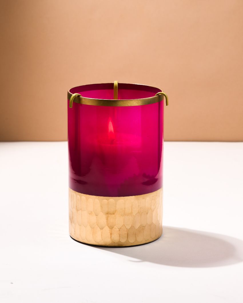 Rani Pink Candle Holder With Pillar Candle