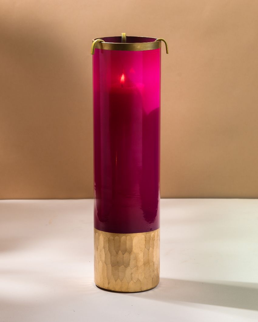 Rani Pink Candle Holder With Pillar Candle