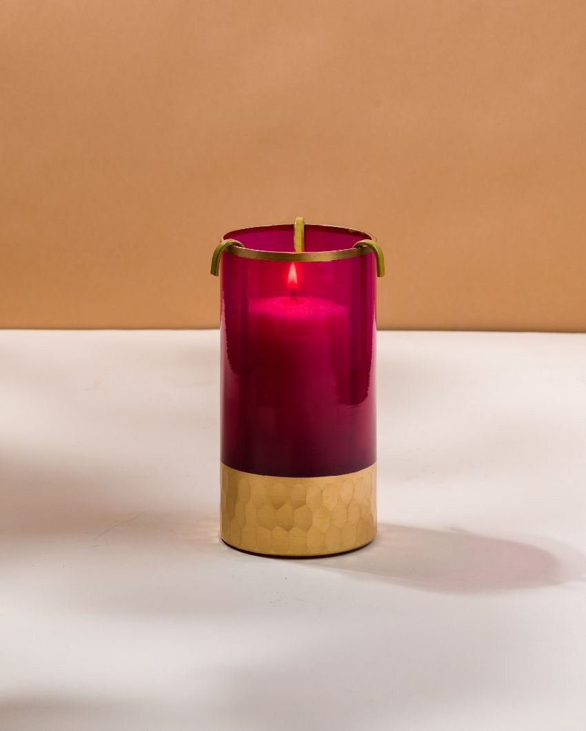 Rani Pink Candle Holder With Pillar Candle