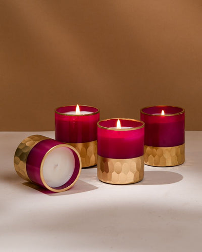 Rani Pink Glass Jar Candles | Set of 4