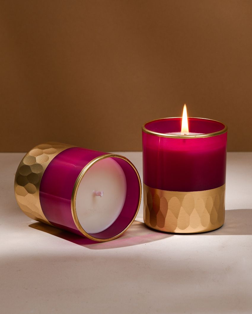 Rani Pink Medium Single Wick Candles | Set of 2 | 7.62 x 7.62 cm / 3 x 3 inches