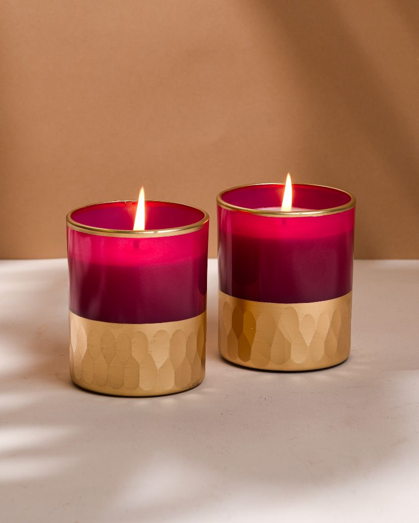 Rani Pink Medium Single Wick Candles | Set of 2 | 7.62 x 7.62 cm / 3 x 3 inches