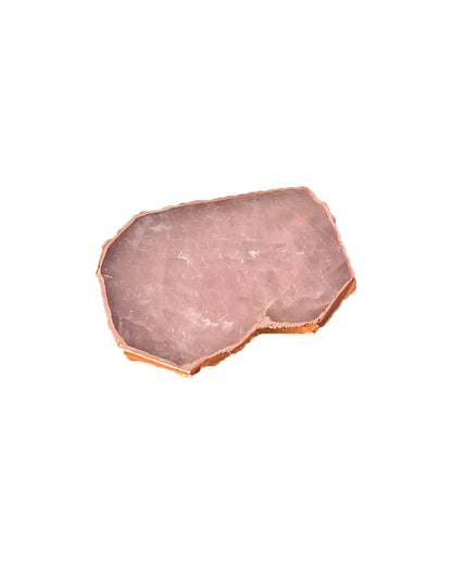 Graceful Rose Pink Quartz and Gold Platted Table Coaster | Set of 2 | 4 inches