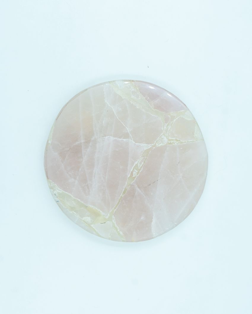 Rose Quartz Round Coasters | Set Of 2 | 4 inches