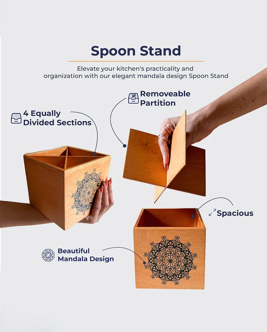 Wood Lite Spoon Stand | Single | 4.7 x 5 x 4.5 inches