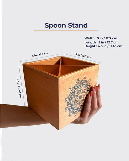 Wood Lite Spoon Stand | Single | 4.7 x 5 x 4.5 inches