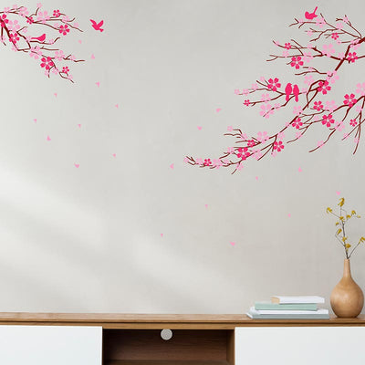 Flower Branch With Happy Birds Wall Sticker Default Title